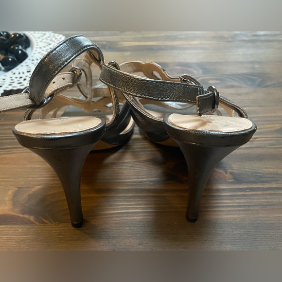 Via Spiga Heels Leather Sandals Sz 10 Granite - Picture 6 of 11